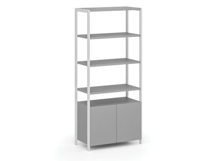 policova stena home office se skrinkou s dvirky bila seda 112175