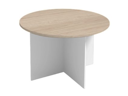 jednaci stul s kulatou deskou primo white prumer 120 cm bila dub prirodni 112748