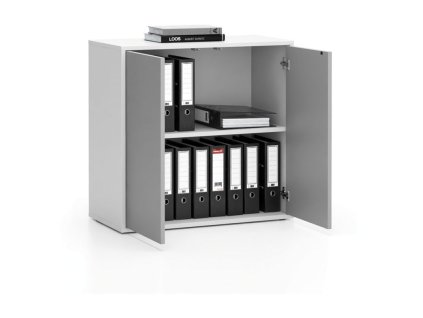 kancelarska skrinka s dvermi layers kratka 800 x 400 x 777 mm bila seda 86051