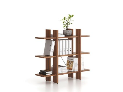 kancelarsky regal nizky kratky solid 1250 x 400 x 1075 mm orech 85875