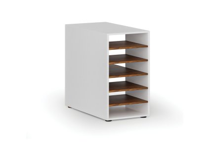 pristavna policova skrinka k pracovnimu stolu primo white prava bila orech 87061