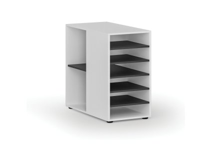 pristavna policova skrinka k pracovnimu stolu primo white leva bila grafit 86871