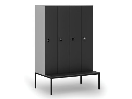 drevena satni skrinka s4 s lavickou 4 oddily 1871 x 1200 x 500 800 mm demont rfid zamek seda grafit 76688