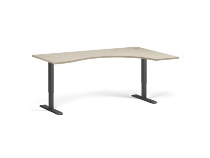 ergonomicky vyskove nastavitelny stul 180x120 cm 1 motor l p cerna podnoz dub prirodni 100085