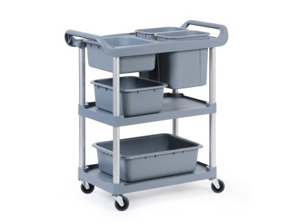 kuchynsky uklidovy vozik s plastovymi nadobami 930 x 830 x 450 mm 115305