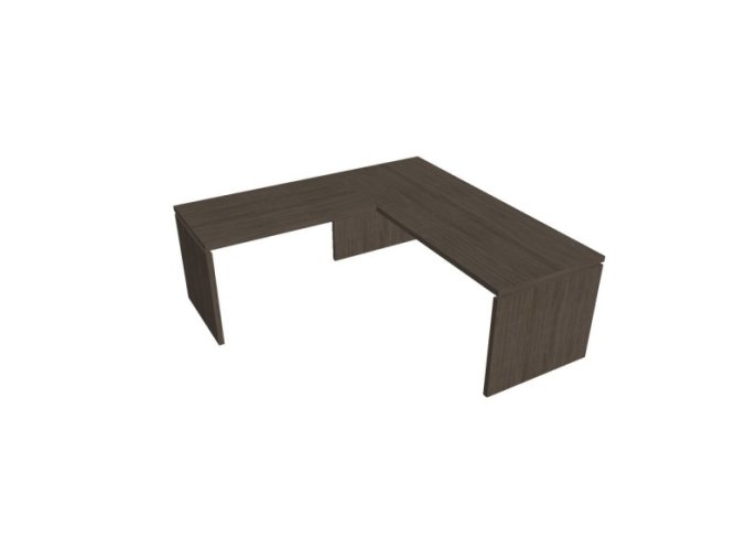 Rohový kancelářský psací stůl ASSIST s přístavbou, 2000 x 1200 mm, levý, dub antracit