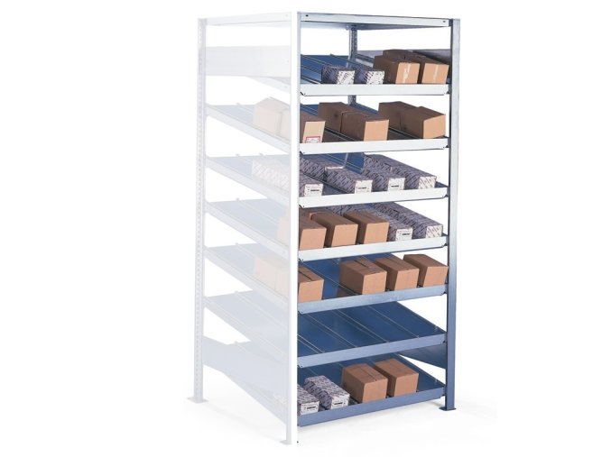 Regál se šikmými policemi, 120 kg, 2000 x 1000 x 500 mm, přídavný