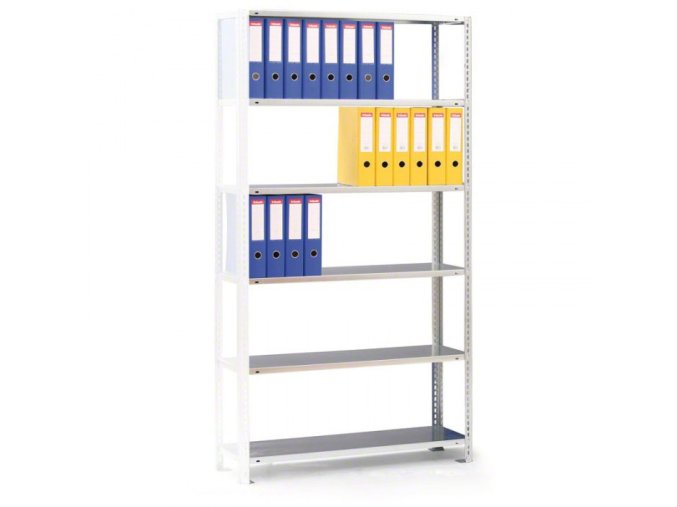 Regál na šanony COMPACT, 2200 x 750 x 300 mm, šedý, přídavný