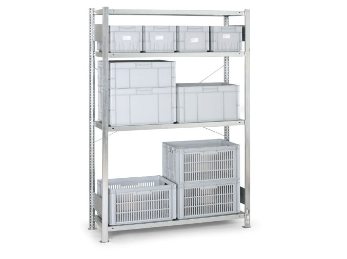 Kovový regál CLIP, 230 kg, 2000 x 1300 x 400 mm, přídavný regál