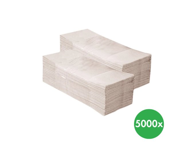 Skládané papírové ručníky, jednovrstvé, 5000 ks, šedé