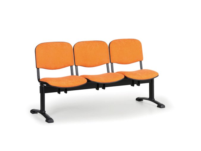 Čalouněná lavice do čekáren VIVA, 3-sedák, oranžová, černé nohy