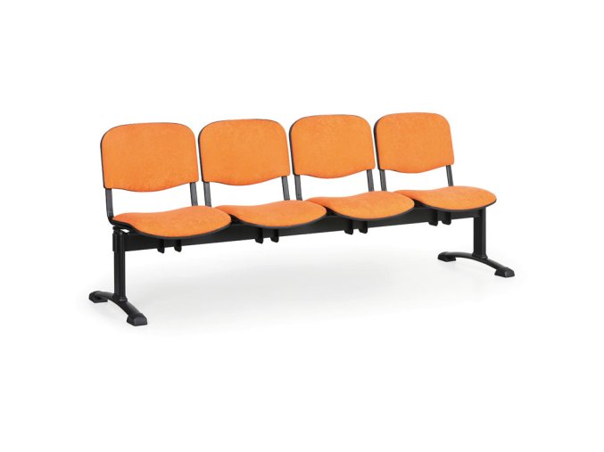 Čalouněná lavice do čekáren VIVA, 4-sedák, oranžová, černé nohy