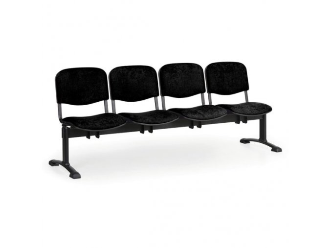 Čalouněná lavice do čekáren VIVA, 4-sedák, černá, černé nohy