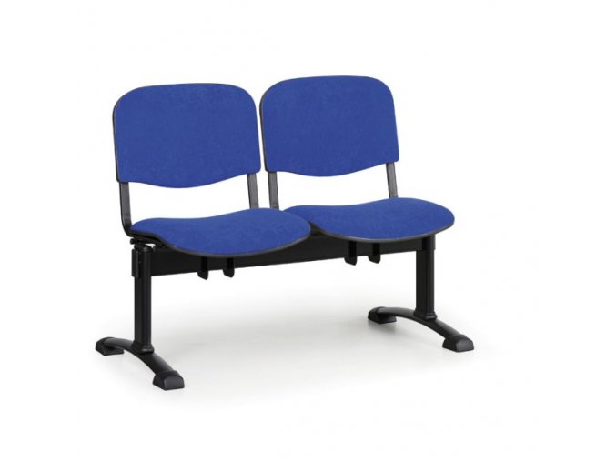 Čalouněná lavice do čekáren VIVA, 2-sedák, modrá, černé nohy