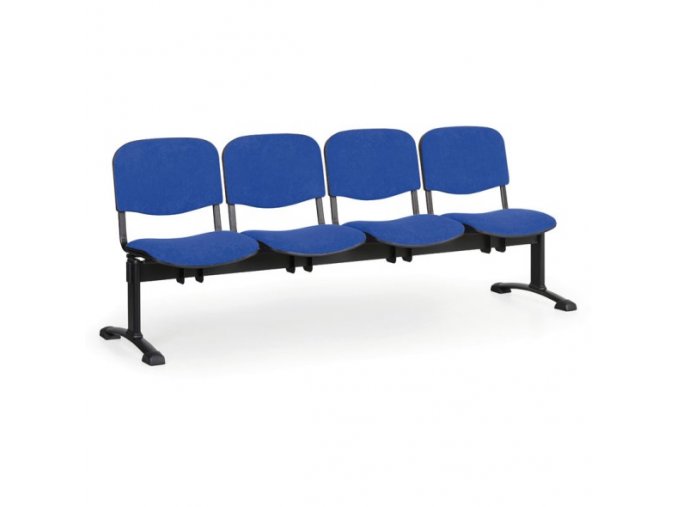 Čalouněná lavice do čekáren VIVA, 4-sedák, modrá, černé nohy