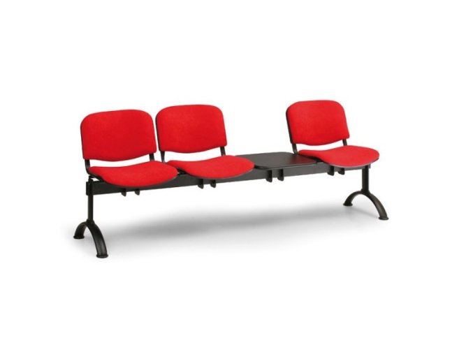 Čalouněná lavice do čekáren VIVA, 3-sedák + stolek, zelená, černé nohy