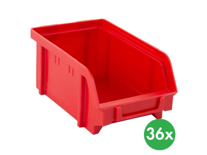 Plastové boxy BASIC typ A, 103 x 166 x 73 mm, 36 ks, červené