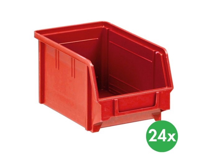 Plastové boxy BASIC, 146 x 237 x 124 mm, 24 ks, červené