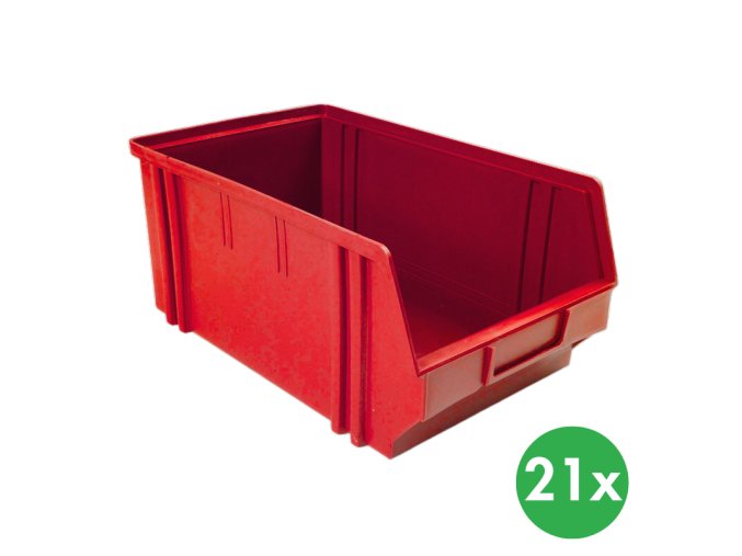 Plastové boxy BASIC, 205 x 335 x 149 mm, 21 ks, červené