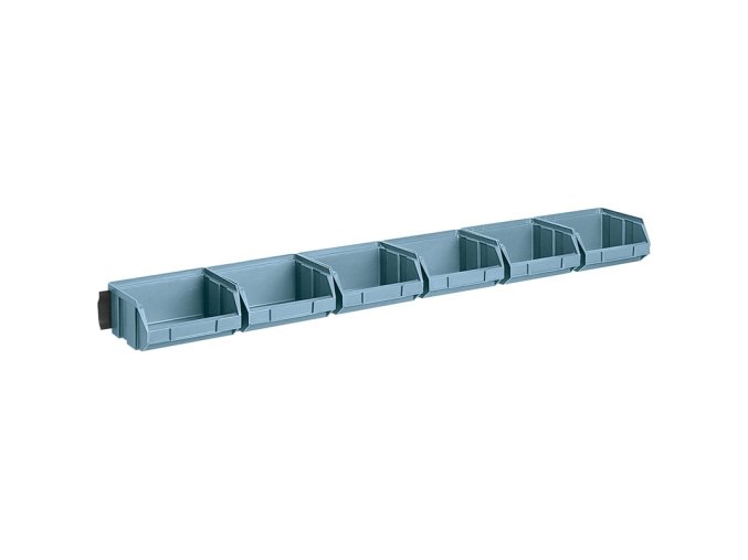 Ocelové lišty s plastovými boxy, 6x box 100 x 95 x 50 mm
