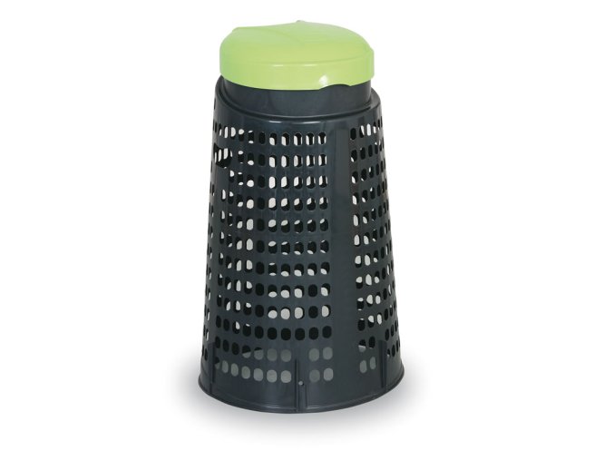 Plastový odpadkový koš na 120 L pytle, černý, zelené víko