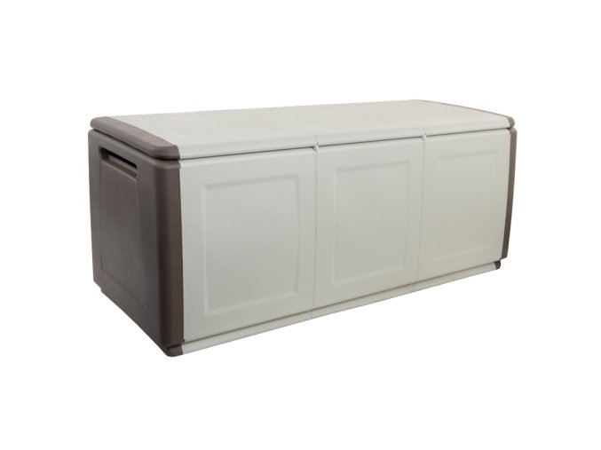 Plastový odkládací box s víkem, 1380x570x530 mm, béžový
