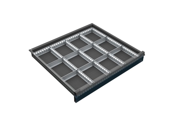 Organizér nářadí do zásuvky skříní KOVOS se šířkou 720 mm, 12 přihrádek, 60 - 120 mm