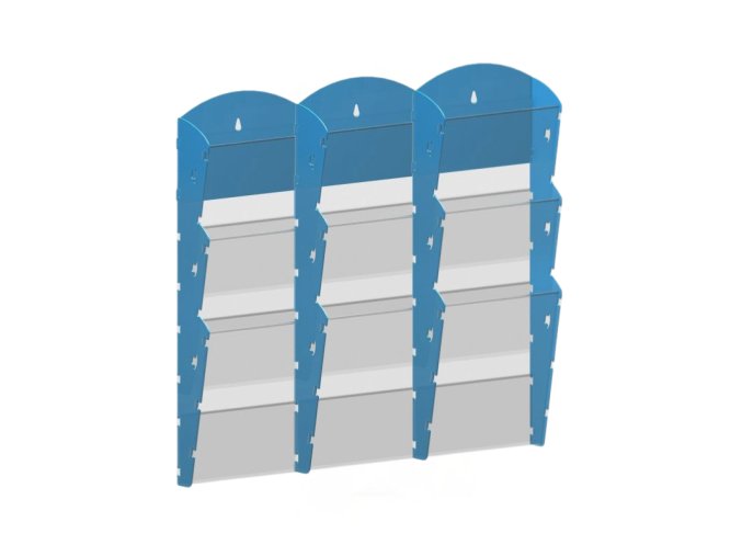 Nástěnný plastový zásobník na prospekty - 3 x 3 A5, modrý