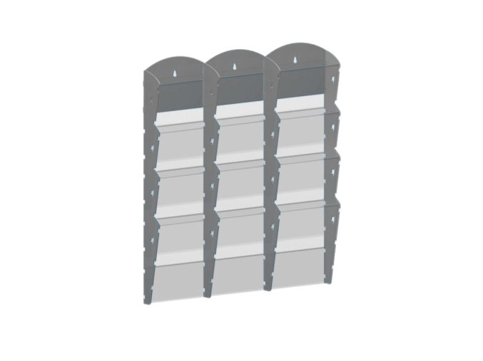 nastenny plastovy zasobnik na prospekty 3 x 4 a5 sedy 116561