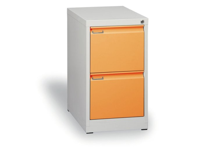 Kovová kartotéka A4, 2 zásuvky, oranžové