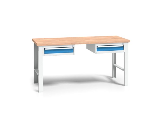 vyskove nastavitelny pracovni stul do dilny wl se 2 zavesnymi boxy na naradi bukova sparovka 2 zasuvky 1700 x 685 x 840 1050 mm 2404
