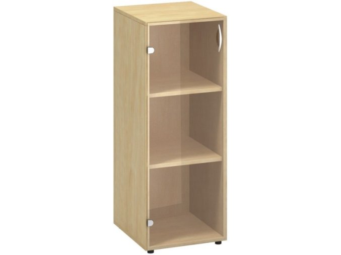 Kancelářská skříňka s prosklenými dveřmi CLASSIC - levé, 400 x 458 x 1063 mm, divoká hruška