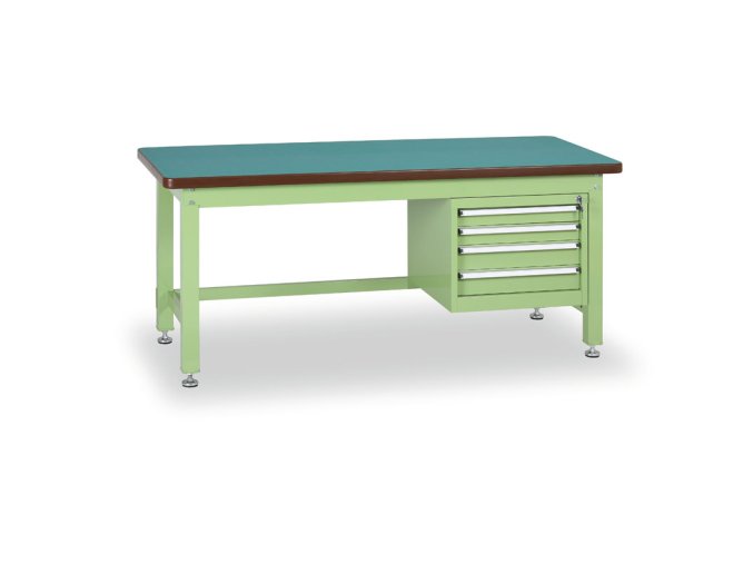 Profesionální dílenský stůl GL, 4 zásuvky, deska MDF + PVC, 1500x750 mm