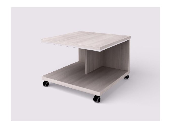 Konferenční stolek WELS - mobilní, 700 x 700 x 500 mm, akát světlý