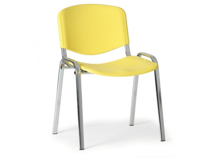 Plastová židle ISO, žlutá, konstrukce chromovaná