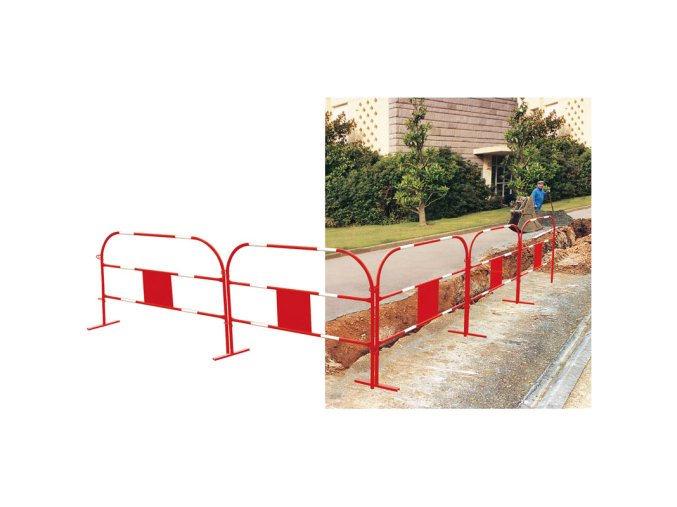 Mobilní zábrana s reflexním pruhem PROCITY, červeno-bílá, délka 1500 mm