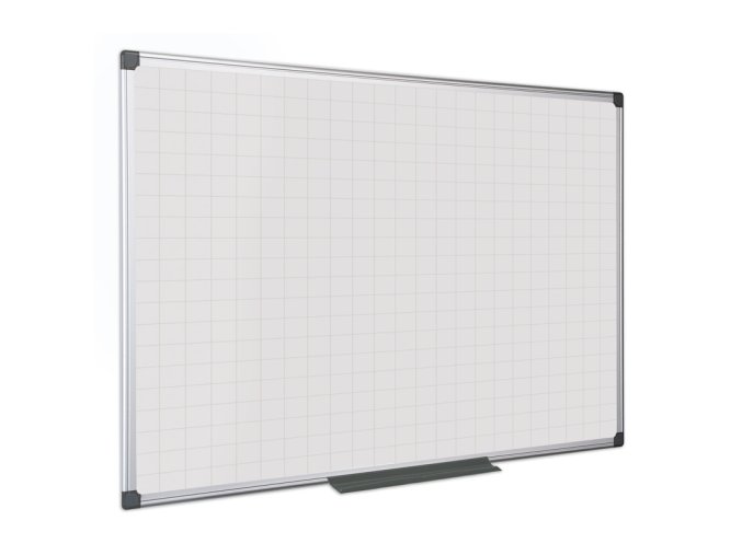 Bílá magnetická popisovací tabule s potiskem, čtverce/rastr, 900 x 600 mm