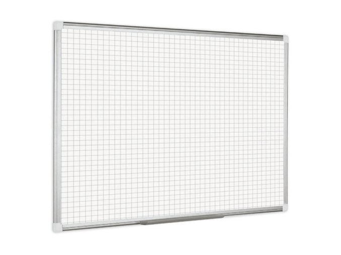 Bílá popisovací tabule s potiskem, čtverce/rastr, nemagnetická, 1800 x 1200 mm