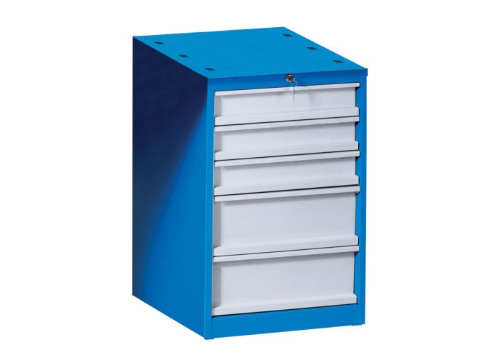 zasuvkovy dilensky box na naradi k pracovnimu stolu gd 5 zasuvek 510 x 592 x 810 mm modra seda 3444