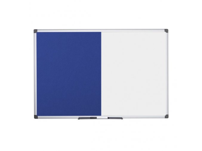 Popisovací magnetická tabule a textilní nástěnka, bílá/modrá, 900 x 600 mm