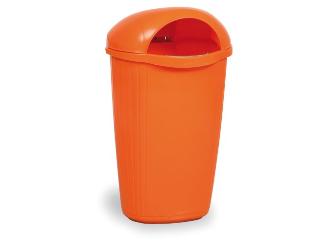 Venkovní odpadkový koš na sloupek DINOVA, 50 l, oranžový
