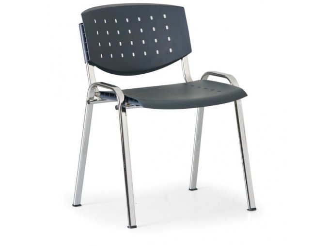 Jednací židle TONY, antracit, konstrukce chromovaná
