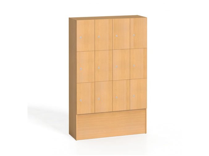 drevena satni skrinka s odkladacimi boxy 12 boxu 1700 x 1200 x 420 mm cylindricky zamek buk 8955