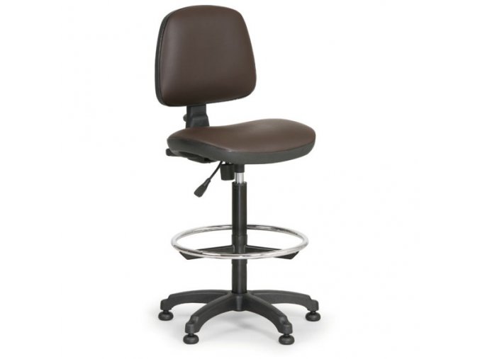 Pracovní židle s kluzáky MILANO bez područek, permanentní kontakt, opěrný kruh, hnědá