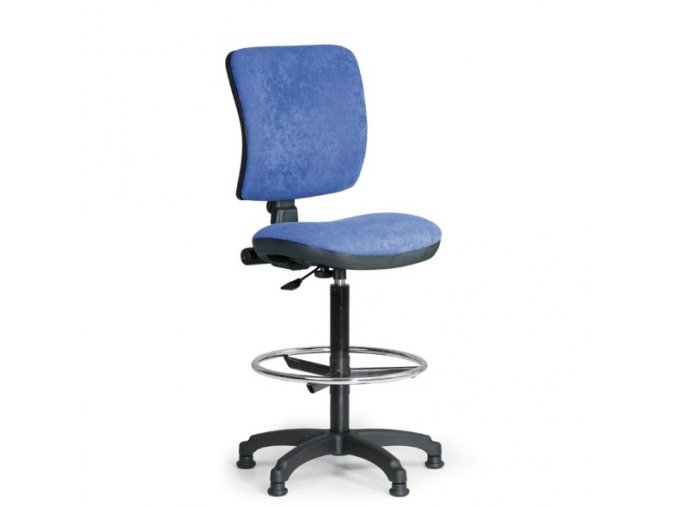 Zvýšená pracovní židle MILANO II bez područek, permanentní kontakt, kluzáky, modrá