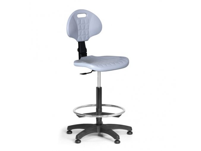 Pracovní židle PUR bez područek, permanentní kontakt, kluzáky, šedá