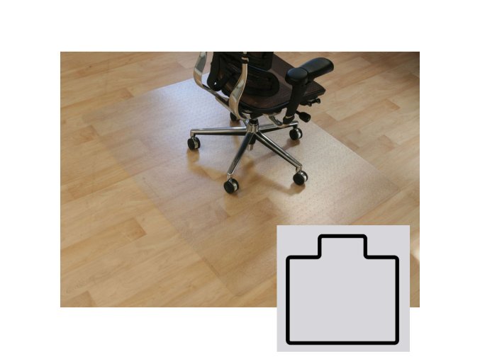 Podložka pod židli na hladké podlahy - Polykarbonát, tvar T, 1500 x 1200 mm