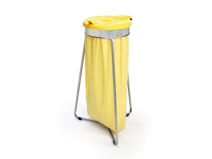 stojan trinohy na 1 odpadkovy pytel 70 120l zluta 540 x 540 x 950 mm 104714