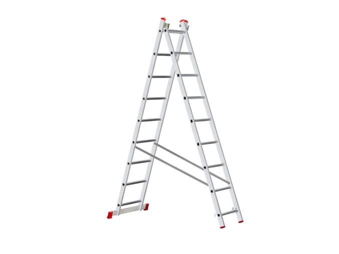 Hliníkový dvoudílný výsuvný žebřík VENBOS HOBBY, 2x9 příček, 3,94 m