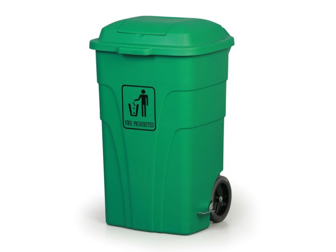 Plastový odpadkový koš na kolečkách koš, 120 l, zelený